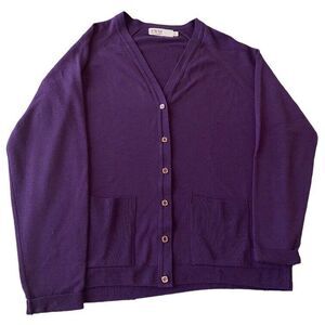 Women's Purple V-Neck Button Cardigan